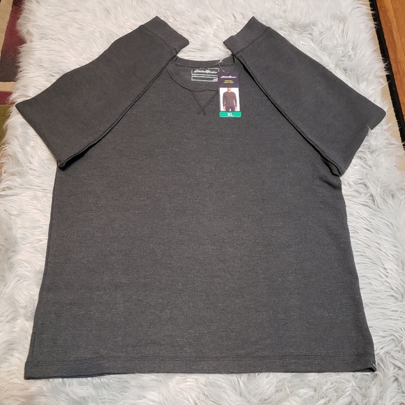 Eddie Bauer Men's Thermal Crew Neck Dark Gray Sweater - Picture 4 of 6